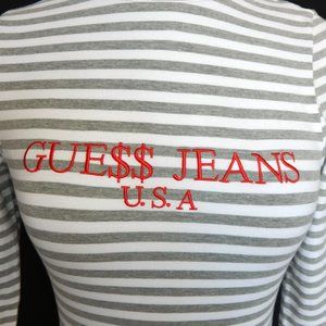 GUESS Originals ASAP Rocky Gray White Striped Mock Turtleneck Top sz XS 736